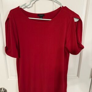 Ann Taylor Factory Red Blouse with Cut-Out Sleeves